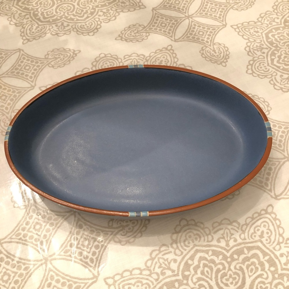 Dansk Blue Mesa 12” oval stoneware casserole dish